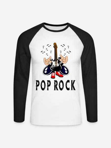 Pop-Rock - T-shirt baseball manches longues Homme - blanc/noir