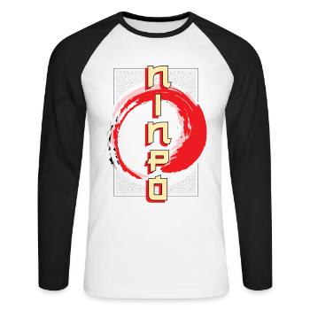 Bujinkan, Bujinkan Japanese Martial Arts, - Unisex Long Sleeve Baseball T-Shirt - white/black - Front - Nik (191cm)