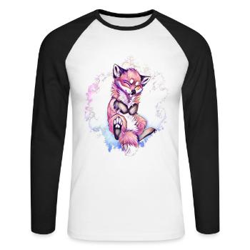 fox - Unisex Long Sleeve Baseball T-Shirt - white/black - Front - Nik (191cm)