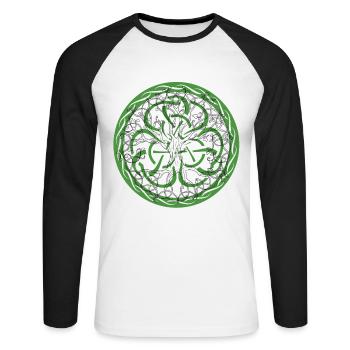 Celtic Ireland Viking Celtic Knot Pattern Tree - Unisex Long Sleeve Baseball T-Shirt - white/black - Front - Nik (191cm)