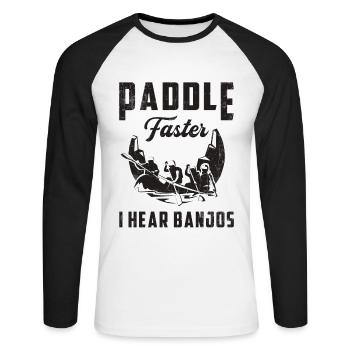 Canoë bateau bateau bateau cadeau de canoë-kayak - T-shirt baseball manches longues Homme - blanc/noir - Devant - Nik (191cm)