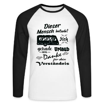 Dieser Mensch Befindet Sich Im Urlaub Wohnwagen - Unisex Baseballshirt langarm - Weiß/Schwarz - Vorne - Nik (191cm)