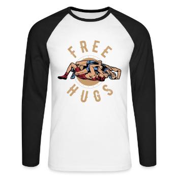 Lutte, Ringen 2021, Tokyo, - T-shirt baseball manches longues Homme - blanc/noir - Devant - Nik (191cm)