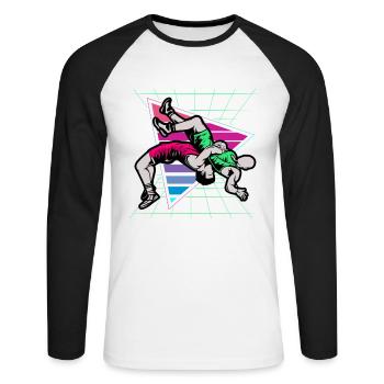 Ringen, Ringen Ringer, 2021, - Unisex Baseballshirt langarm - Weiß/Schwarz - Vorne - Nik (191cm)