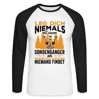 Ne jamais se faire allonger Avec un sondeur - T-shirt baseball manches longues Homme - blanc/noir - Devant - Nik (191cm)
