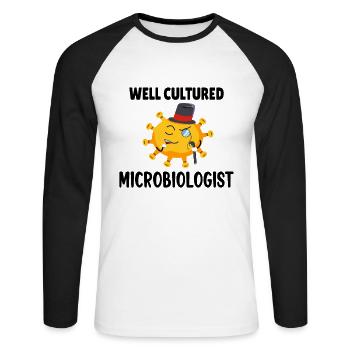 Microbiologist Microbiology Biology teacher Gift - T-shirt baseball manches longues Homme - blanc/noir - Devant - Nik (191cm)
