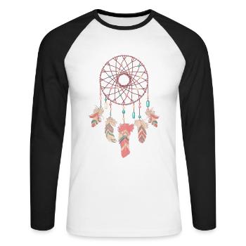 Dreamcatcher Traumfänger - T-shirt baseball manches longues Homme - blanc/noir - Devant - Nik (191cm)