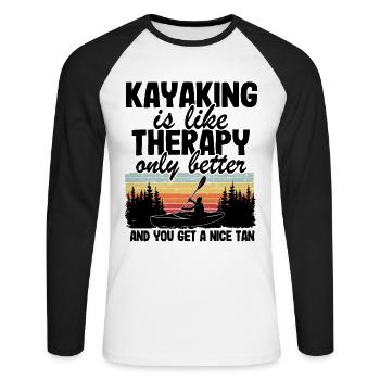 Kanu Geschenk Kajak Therapie Paddel Lustig Spruch - Unisex Baseballshirt langarm - Weiß/Schwarz - Vorne - Nik (191cm)
