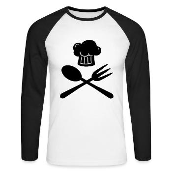 Fork and spoon - Unisex Long Sleeve Baseball T-Shirt - white/black - Front - Nik (191cm)