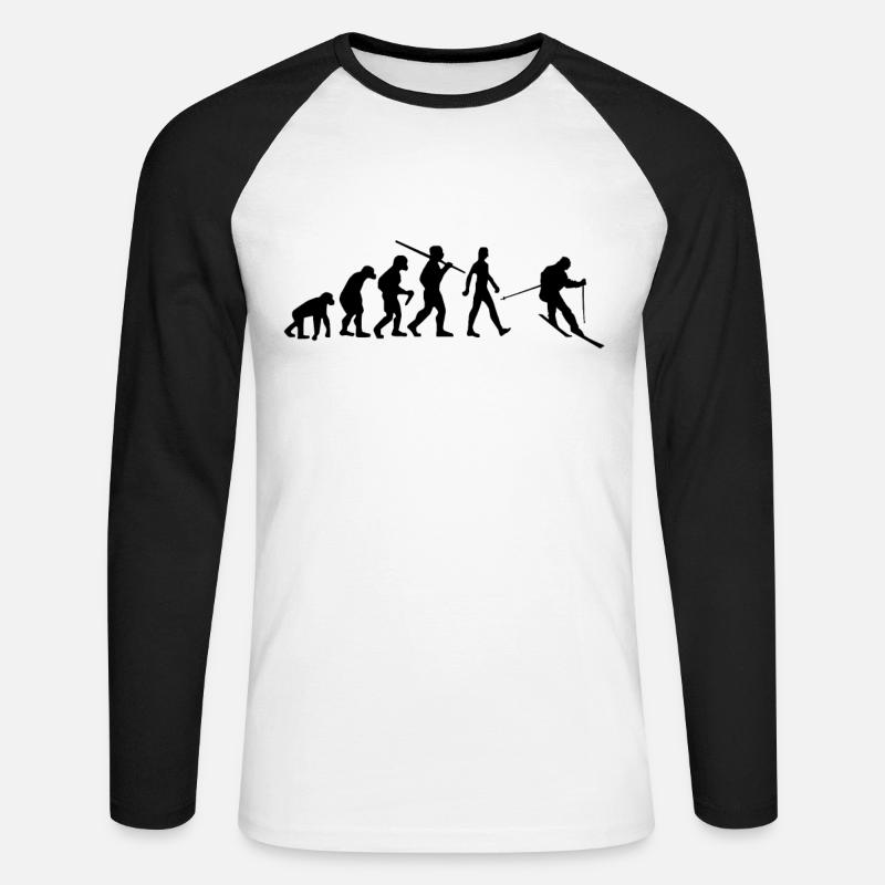 Skier Evolution Skie - Unisex Long Sleeve Baseball T-Shirt - white/black