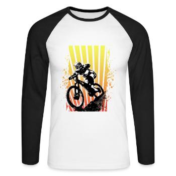 MTB MOUNTAINBIKER MOUNTAIN BIKE - Unisex Long Sleeve Baseball T-Shirt - white/black - Front - Nik (191cm)