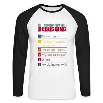 tech, tech tech support, geek, - Unisex Baseballshirt langarm - Weiß/Schwarz - Vorne - Nik (191cm)