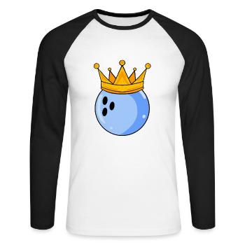 Bowling King - Boule de Bowling Roi Couronne - T-shirt baseball manches longues Homme - blanc/noir - Devant - Nik (191cm)