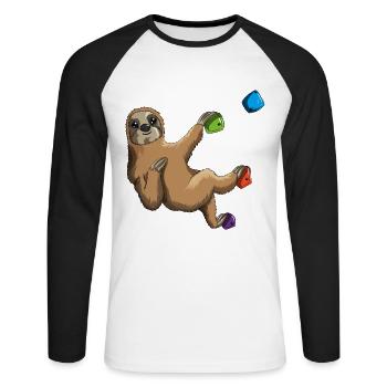 Klettern Faultier Kletterwand Bergsteiger Boulder - Unisex Baseballshirt langarm - Weiß/Schwarz - Vorne - Nik (191cm)