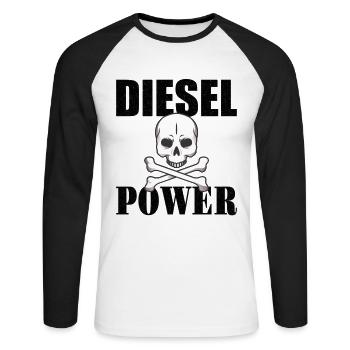 DIESEL MECHANIC / DIESEL TRUCKER Diesel Power - Unisex Long Sleeve Baseball T-Shirt - white/black - Front - Nik (191cm)