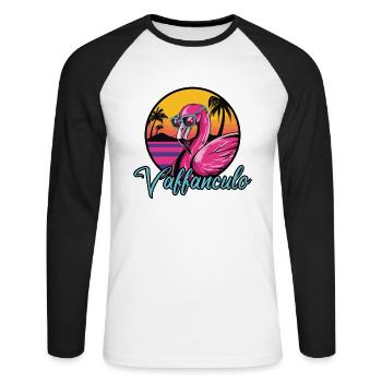 Vaffanculo italienischer Spruch ü Italien Geschenk - Unisex Baseballshirt langarm - Weiß/Schwarz - Vorne - Nik (191cm)