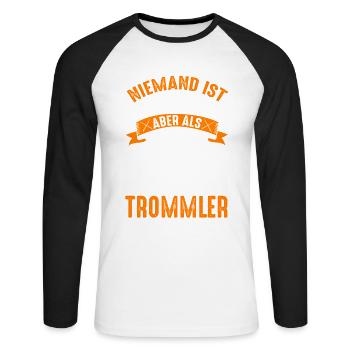 Trommel Musik Trommler Drums Musikband - Unisex Baseballshirt langarm - Weiß/Schwarz - Vorne - Nik (191cm)