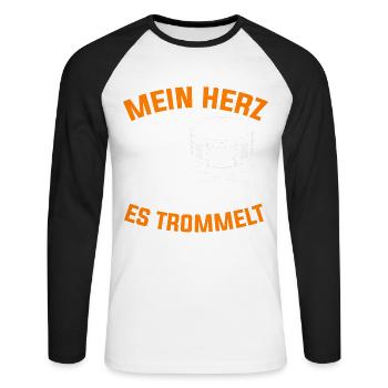 Trommel Trommler Trommeln Musikverein - Unisex Baseballshirt langarm - Weiß/Schwarz - Vorne - Nik (191cm)