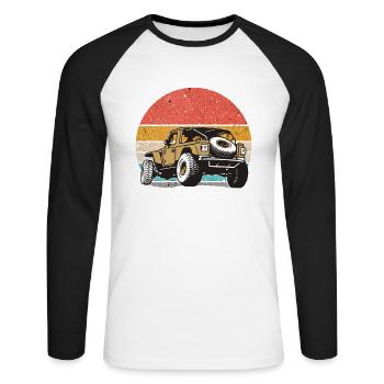 Retro off-road vehicle OFF Road - Unisex Long Sleeve Baseball T-Shirt - white/black - Front - Nik (191cm)