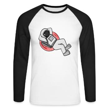 Astronaut - T-shirt baseball manches longues Homme - blanc/noir - Devant - Nik (191cm)