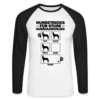 Kurzhaarcollie Hundetricks Collie Besitzer - Unisex Baseballshirt langarm - Weiß/Schwarz - Vorne - Nik (191cm)