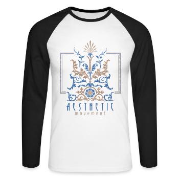 Jugendstil, Arts & Crafts Vintage-1900 - Unisex Baseballshirt langarm - Weiß/Schwarz - Vorne - Nik (191cm)