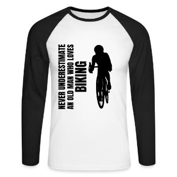 Bicycle Father Bicycle Tour Grandpa Cycling Dad Cycling - Unisex Long Sleeve Baseball T-Shirt - white/black - Front - Nik (191cm)