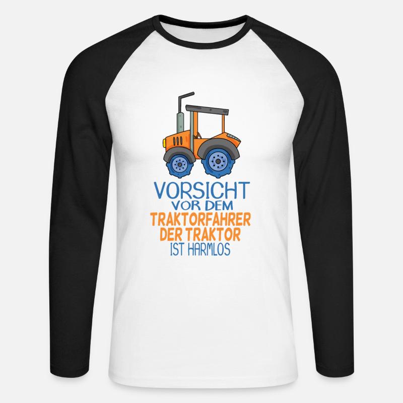 Trecker Traktorfahrer Geschenk - Unisex Baseballshirt langarm - Weiß/Schwarz