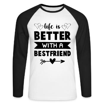 bester freund - Unisex Baseballshirt langarm - Weiß/Schwarz - Vorne - Nik (191cm)