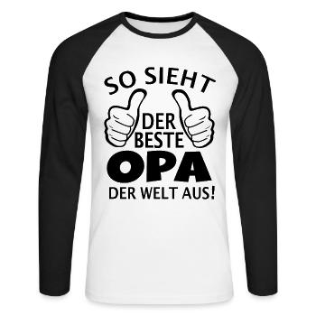 So sieht der beste Opa der Welt aus Vatertag Opi - Unisex Baseballshirt langarm - Weiß/Schwarz - Vorne - Nik (191cm)