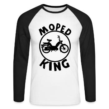 Moped König - Unisex Baseballshirt langarm - Weiß/Schwarz - Vorne - Nik (191cm)