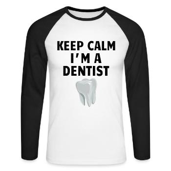 DENTIST / DENTAL HYGIENE keep calm - Unisex Long Sleeve Baseball T-Shirt - white/black - Front - Nik (191cm)
