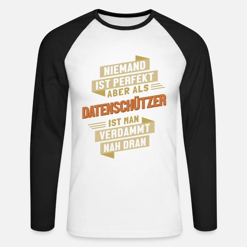 Datenschützer fast Perfekt Datenschützer - Unisex Baseballshirt langarm - Weiß/Schwarz