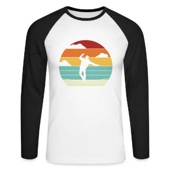 Slackliner Trickline Trainer Monkey Profis - Unisex Long Sleeve Baseball T-Shirt - white/black - Front - Nik (191cm)