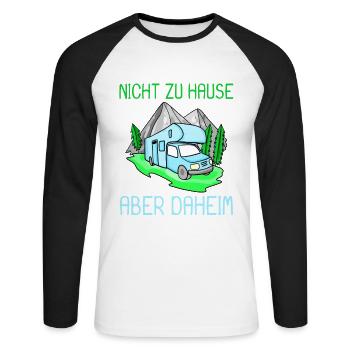Wohnmobil Camping Camper - Unisex Baseballshirt langarm - Weiß/Schwarz - Vorne - Nik (191cm)