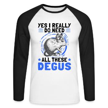 I Need Degu Rodent Owner Gift - Unisex Long Sleeve Baseball T-Shirt - white/black - Front - Nik (191cm)