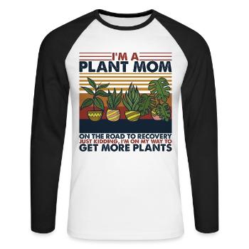 Plant Mom Vintage Retro Sunset - Unisex Long Sleeve Baseball T-Shirt - white/black - Front - Nik (191cm)