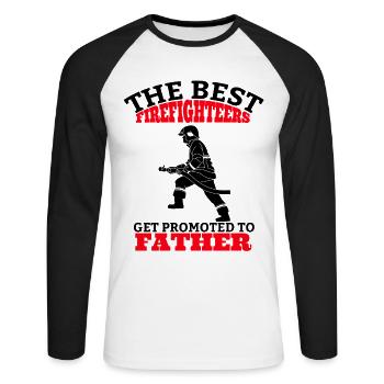 Pompier père pompier papa fête des pères papa - T-shirt baseball manches longues Homme - blanc/noir - Devant - Nik (191cm)