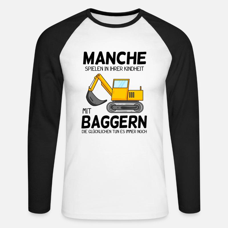 Bagger Spruch Erwachsene - Unisex Baseballshirt langarm - Weiß/Schwarz