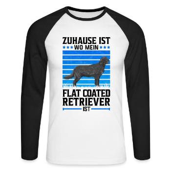 Flat Coated Retriever Hundetricks Spruch - Unisex Baseballshirt langarm - Weiß/Schwarz - Vorne - Nik (191cm)