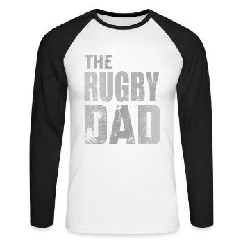 Rugby Dad Dad Football Sports Father's Day Gift - Unisex Long Sleeve Baseball T-Shirt - white/black - Front - Nik (191cm)