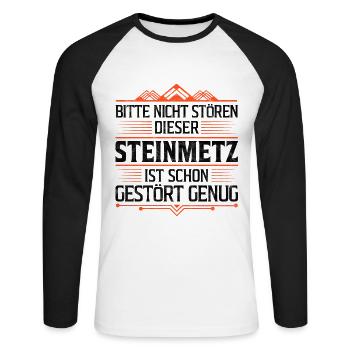 Den Steinmetz nicht stören Steinbildhauer Spruch - Unisex Baseballshirt langarm - Weiß/Schwarz - Vorne - Nik (191cm)