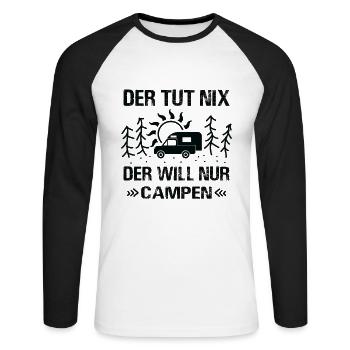Der Tut Nix Der Will Nur Campen Pickup Camper - Unisex Baseballshirt langarm - Weiß/Schwarz - Vorne - Nik (191cm)