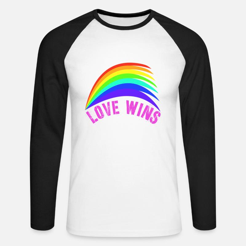 Regenbogen, Regenbogen, Regenbogen, Regenbogen, Regenbogen - Unisex Baseballshirt langarm - Weiß/Schwarz