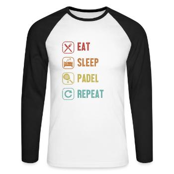 Eat Sleep Padel Repeat Paddle Tennis Paddleball - Unisex Baseballshirt langarm - Weiß/Schwarz - Vorne - Nik (191cm)