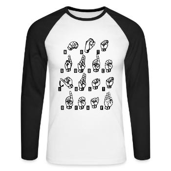Deaf Deaf Sign Language Deaf gift - Unisex Long Sleeve Baseball T-Shirt - white/black - Front - Nik (191cm)
