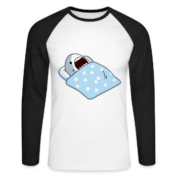Hai Schlafshirt Nachthemd Geschenk - Unisex Baseballshirt langarm - Weiß/Schwarz - Vorne - Nik (191cm)