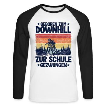 Downhill Spruch Schule MTB Mountainbiker Kinder - Unisex Baseballshirt langarm - Weiß/Schwarz - Vorne - Nik (191cm)