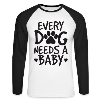 Every Dog Needs A Baby Onesie - Unisex Long Sleeve Baseball T-Shirt - white/black - Front - Nik (191cm)