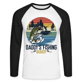 Daddy and Daddy's Fishing Buddy - Unisex Long Sleeve Baseball T-Shirt - white/black - Front - Nik (191cm)